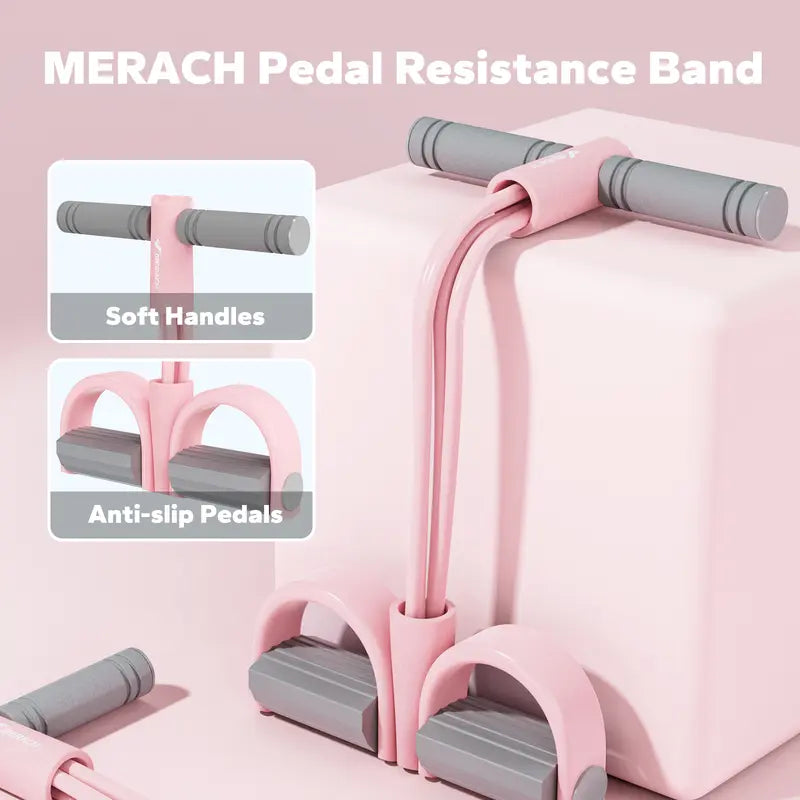 Multifunction Pedal Resistance Band with Handles, Elastic Pull Rope for Full Body Home Workout, Yoga, Sit-Up, Core & Strength Training